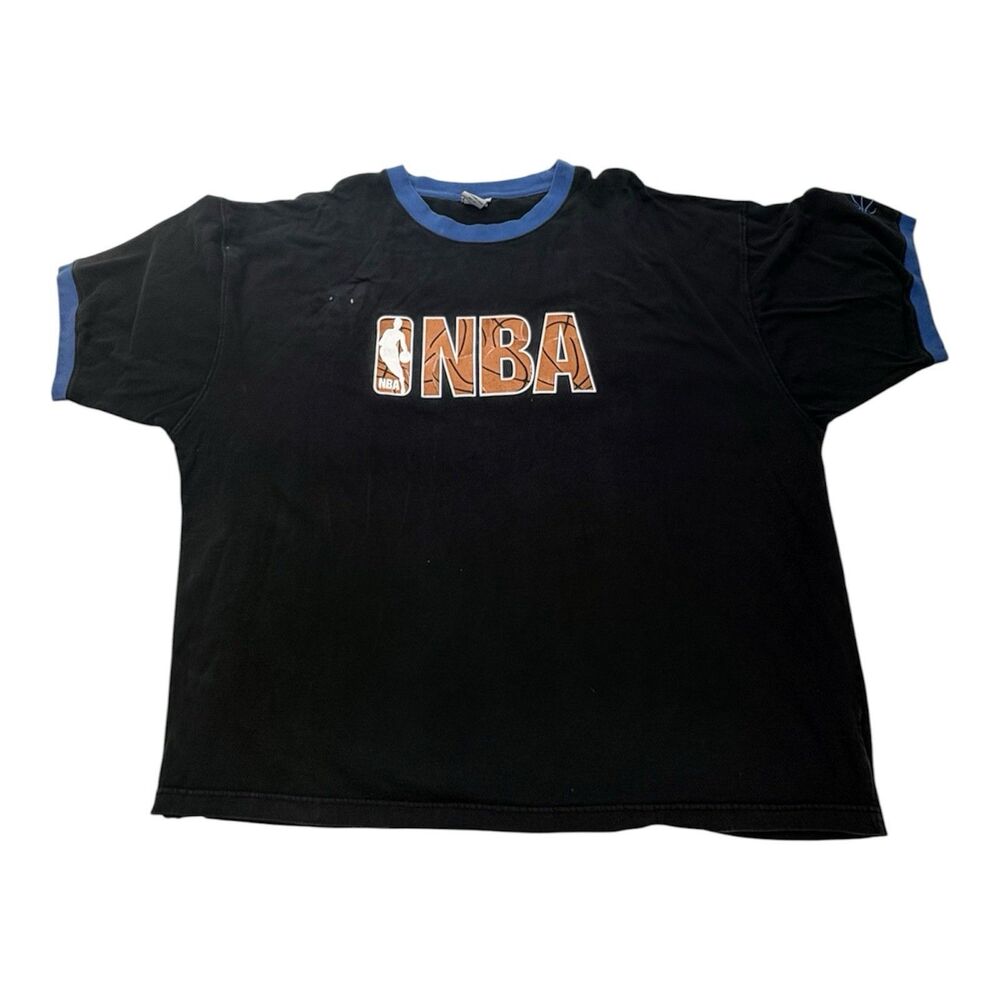 NBA Elevation T Shirt Mens 3XL Black Blue Ringer Basketball Graphic Cotton